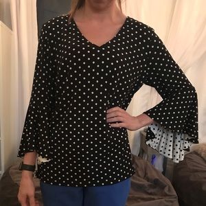 Coco Bianca dot print bell sleeve top